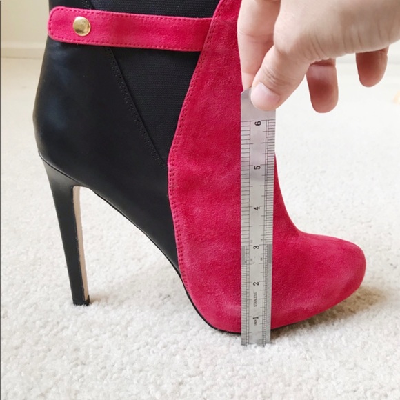 VS Hot Pink Suede Black Leather Ankle Boots 8.5 B - Picture 7 of 8